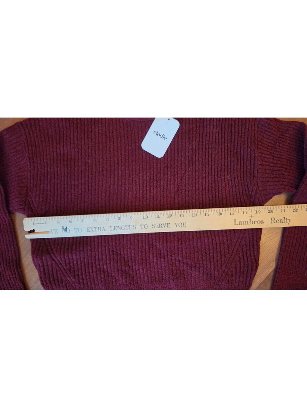 NWT Elodie Drop Shoulder Cropped Knit Sweater Maroon Wine, Small, 246 - Picture 3 of 6